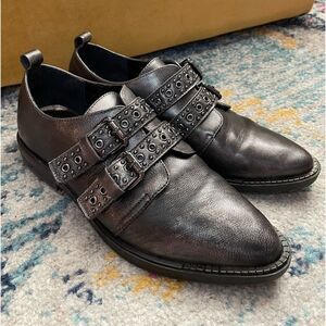 Bleeker & Bond Leigh Black Monk Strap Loafers 7.5